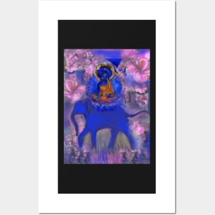 Akshobya Buddha on Blue Elephant Posters and Art